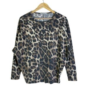 Gaze Leopard Print Long Sleeve Dolman Top Womens Size S